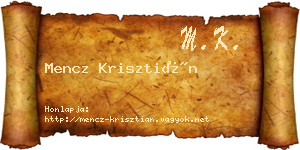 Mencz Krisztián névjegykártya